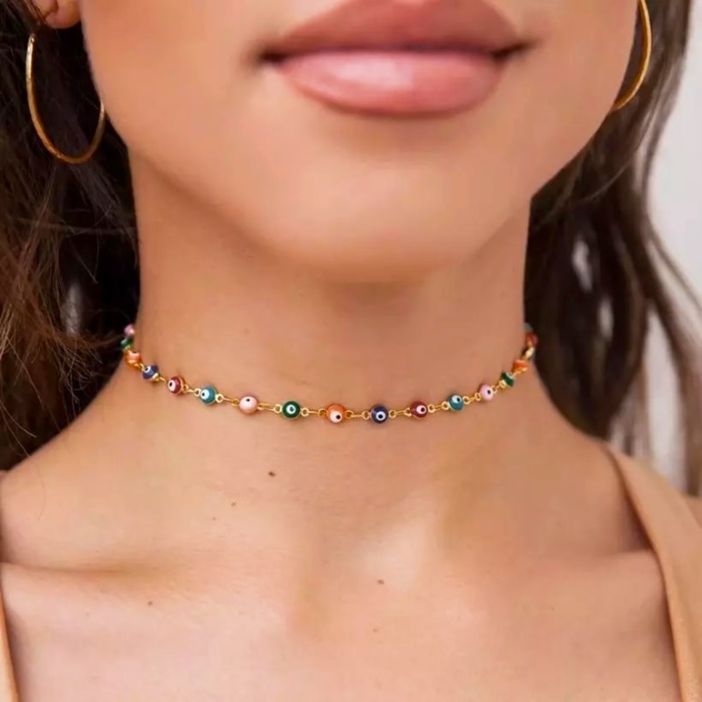 Spiritual Evil Eye Multicolor Choker Necklace - Picture 1 of 8